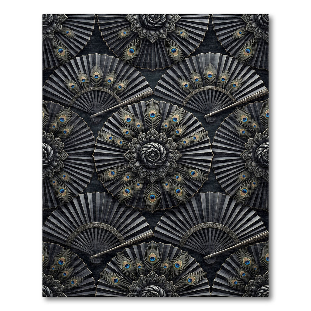 Elegant Peacock Feather Fan Medallion Rug
