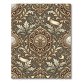 Ornate Golden Leaf Scroll Arrangement Rug