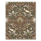 Ornate Golden Leaf Scroll Arrangement Rug