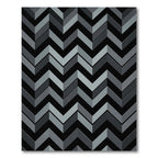 Modern Gray Chevron Geometric Block Rug