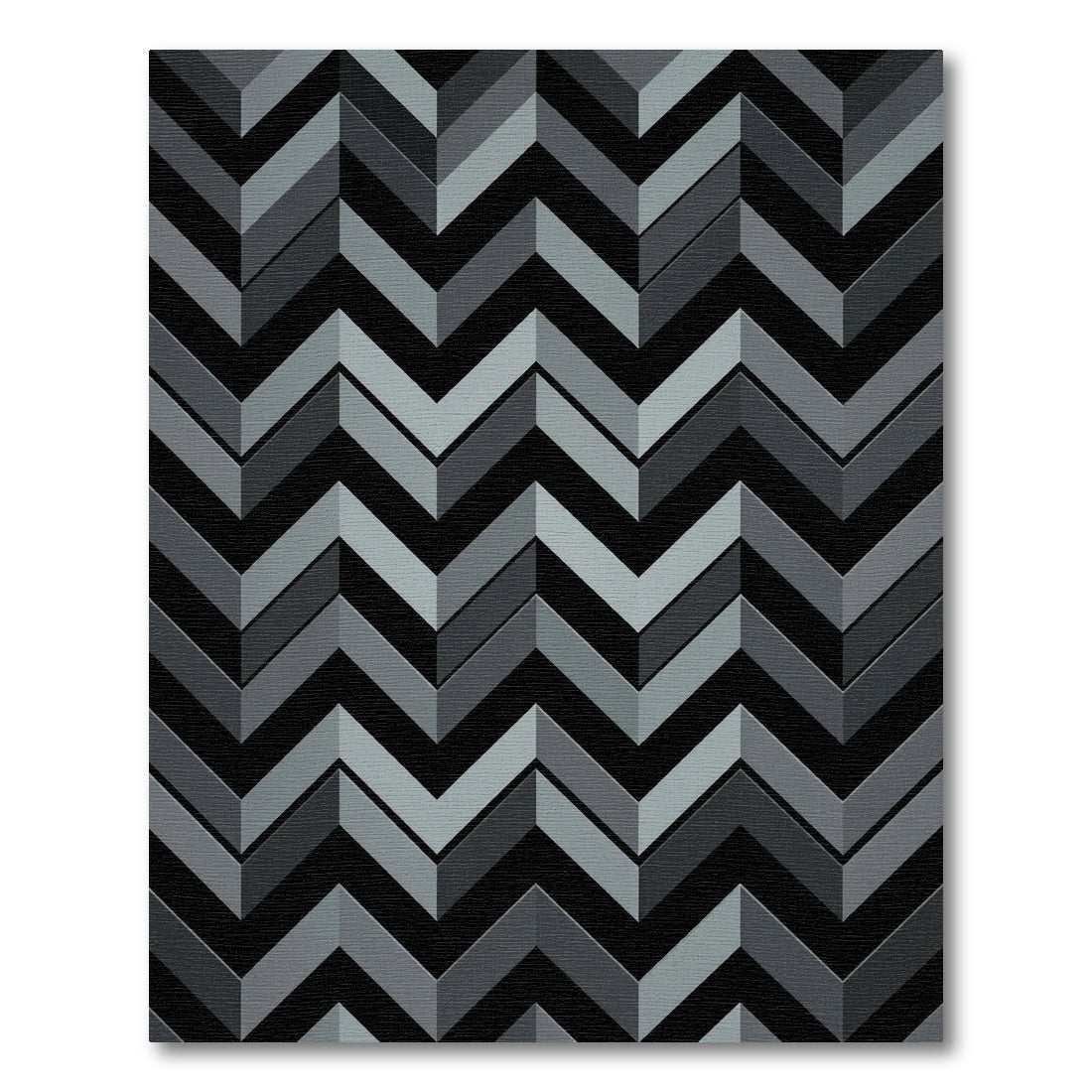 Modern Gray Chevron Geometric Block Rug