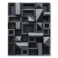 Monochromatic Charcoal Dimensional Geometric Block Rug