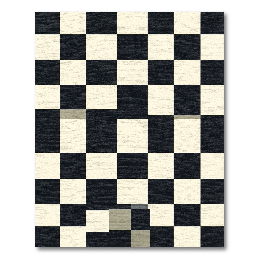 Classic Black Cream Checkered Squares Rug