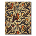 Autumn Songbird Feathers Earthy Woodland Rug
