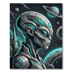 Futuristic Sci-Fi Cyborg Extraterrestrial Portrait Rug