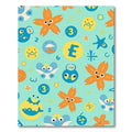 Playful Orange Starfish Blue Creatures Rug