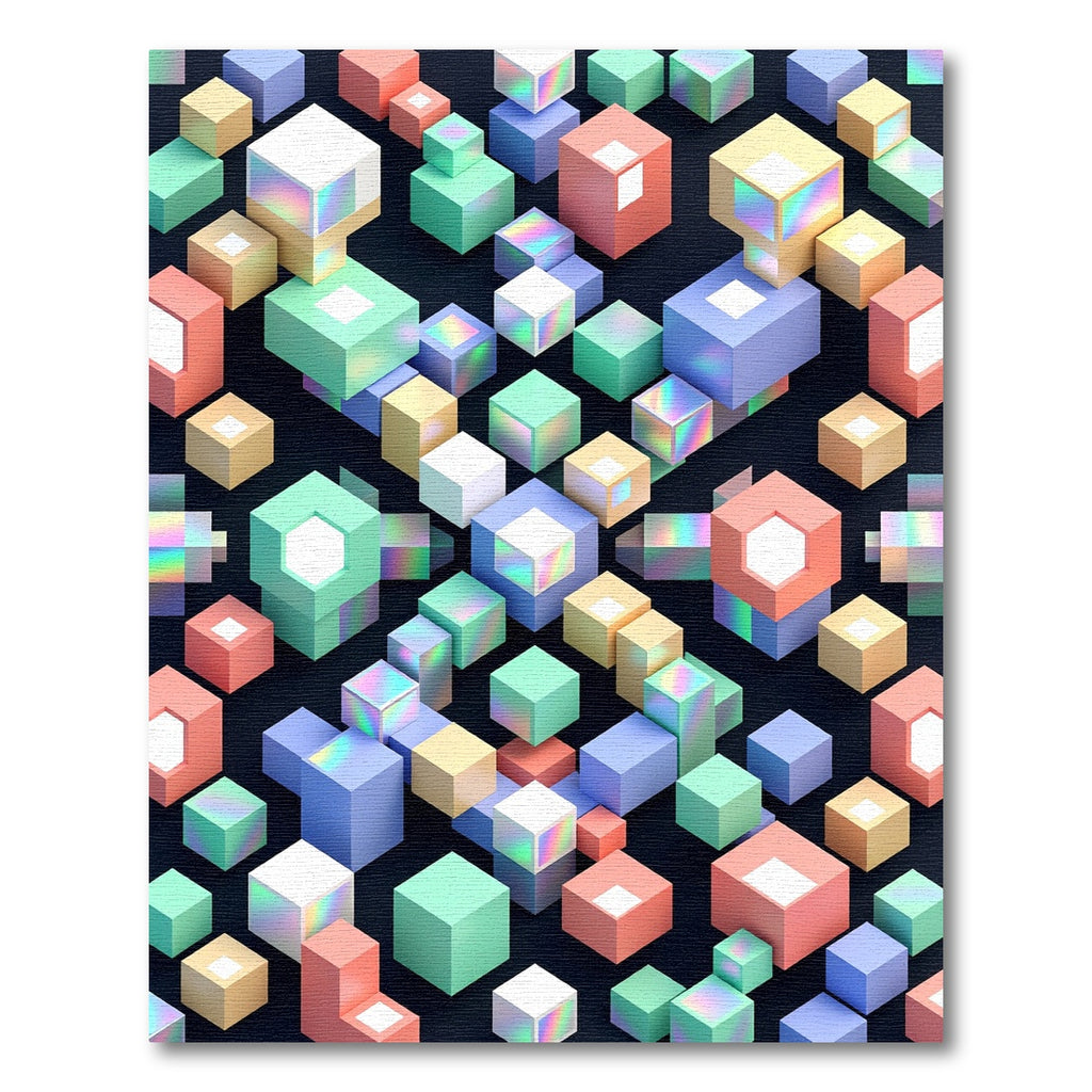 Isometric Pastel Cube Geometric Art Rug
