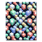 Isometric Pastel Cube Geometric Art Rug
