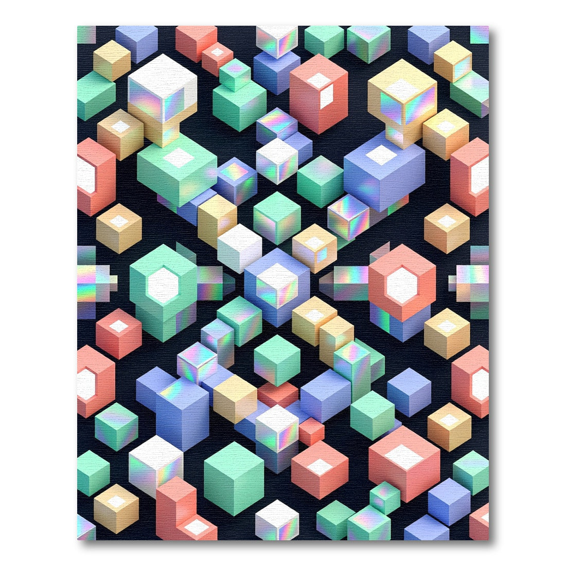 Isometric Pastel Cube Geometric Art Rug