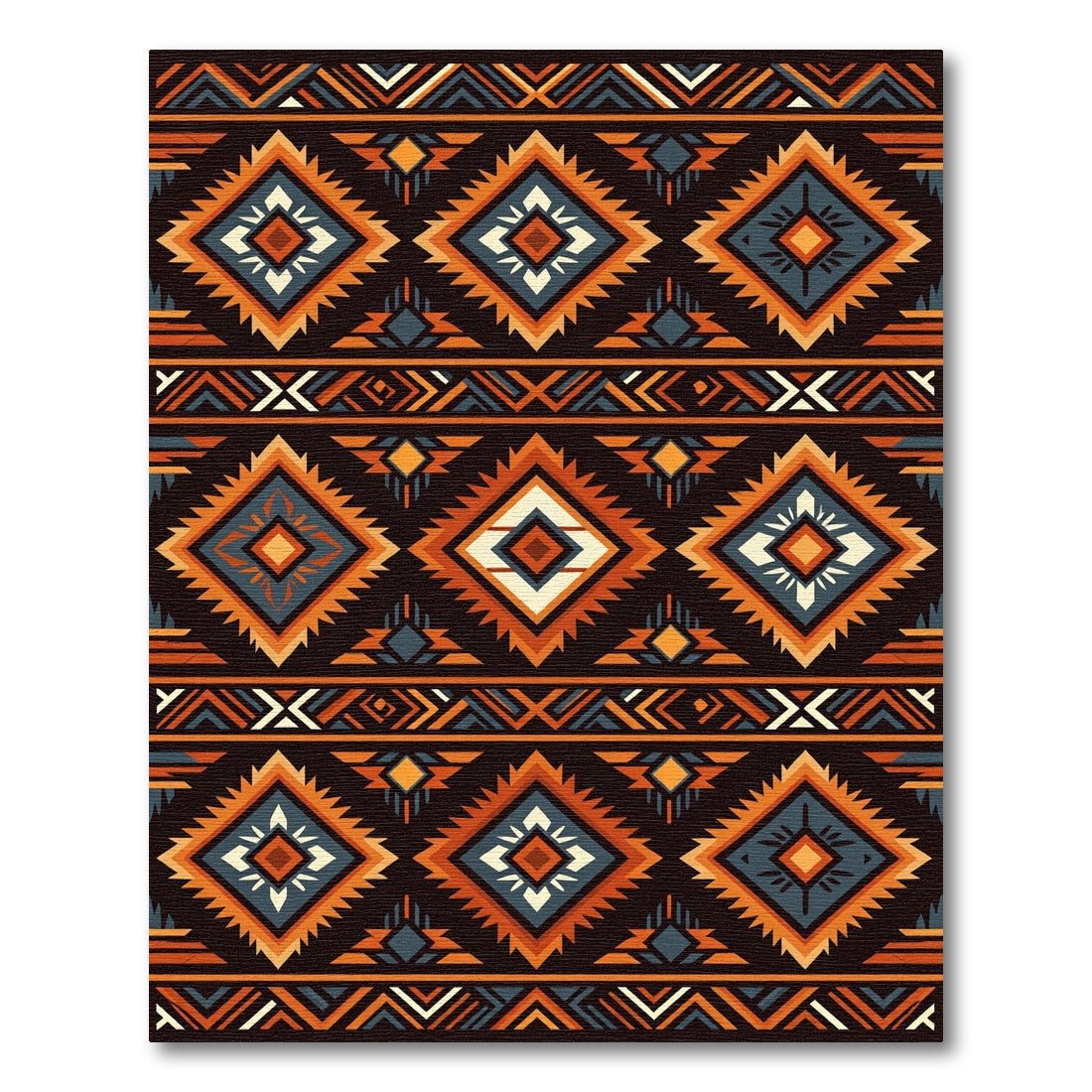 Bold Earthy Geometric Diamond Rug