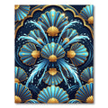 Azure Fan Shell Water Motif Rug