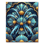 Azure Fan Shell Water Motif Rug