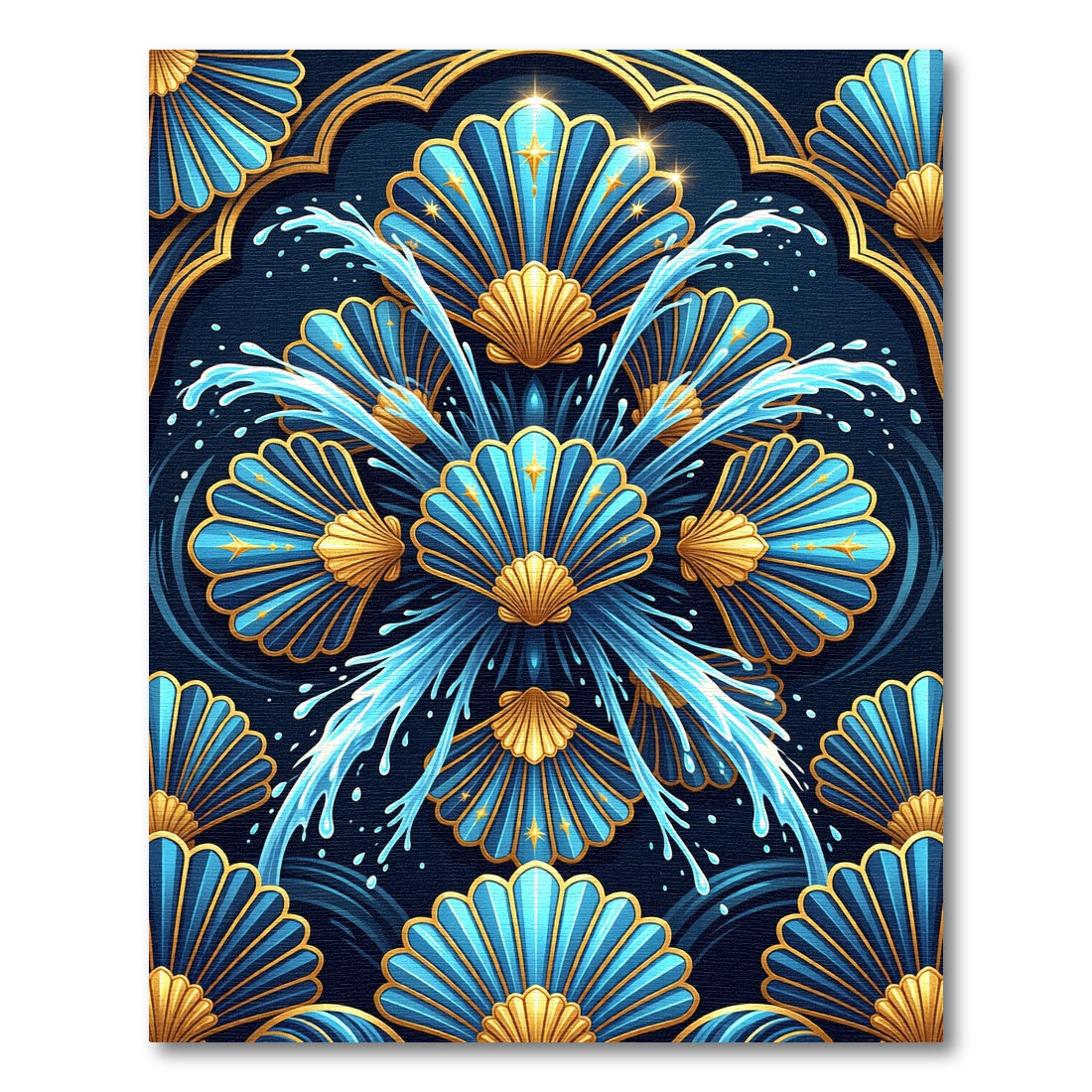 Azure Fan Shell Water Motif Rug