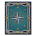 Nautical Star Compass Nautical Rope Border Rug