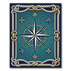 Nautical Star Compass Nautical Rope Border Rug