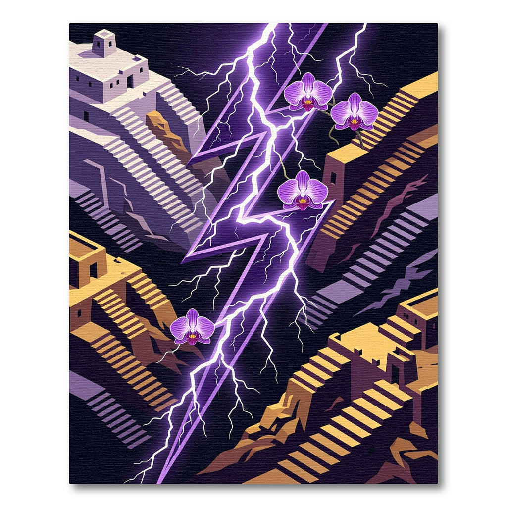 Purple Orchid Lightning Architectural Landscape Rug