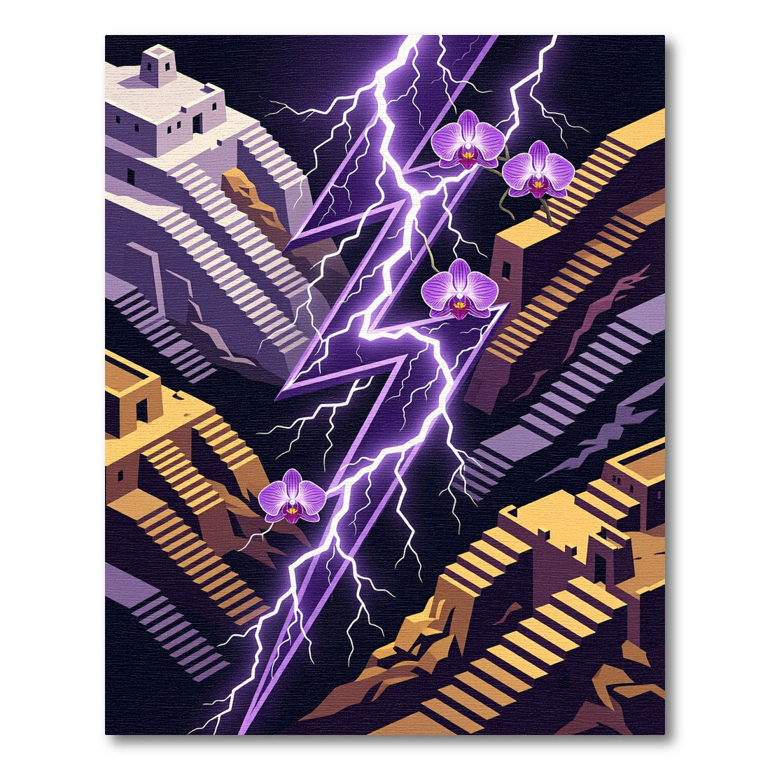 Purple Orchid Lightning Architectural Landscape Rug