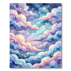 Dreamy Watercolor Pastel Cosmic Cloud Sky Rug