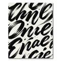 Bold Black Brushstroke Script Rug