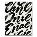 Bold Black Brushstroke Script Rug