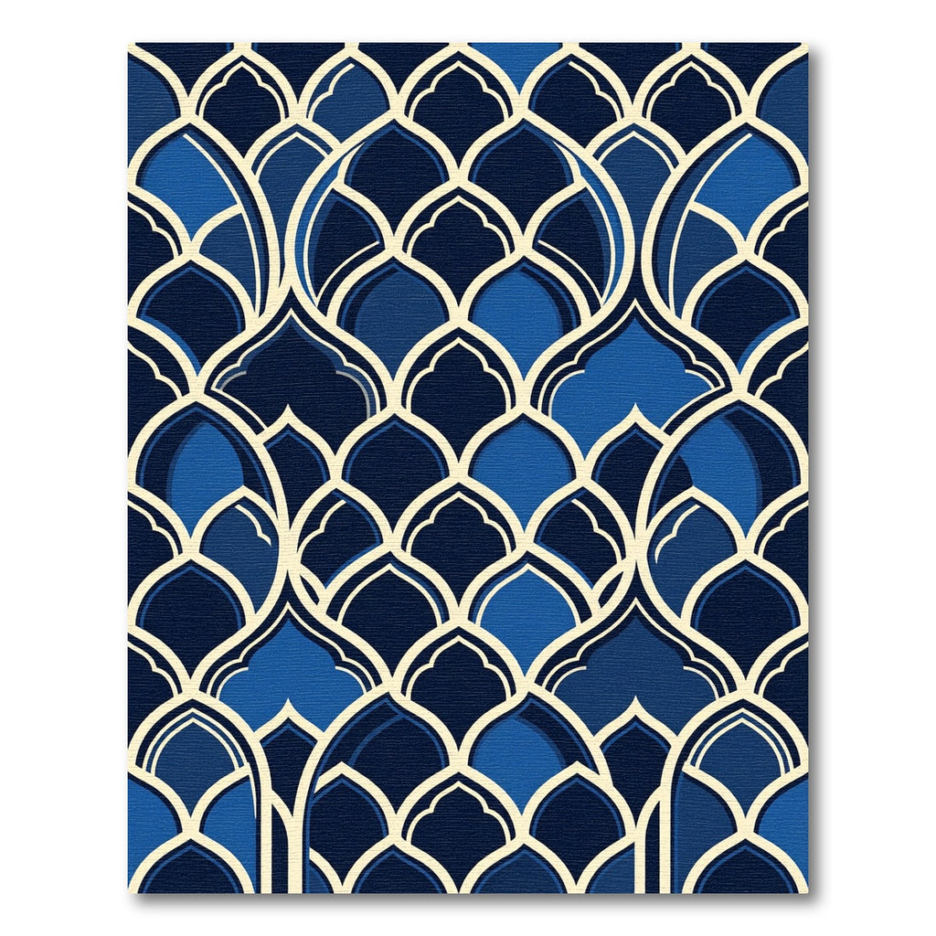 Midnight Blue Arched Decorative Tile Rug