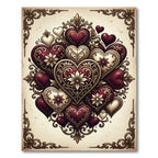 Gilded Rouge Heart Scrollwork Composition Rug