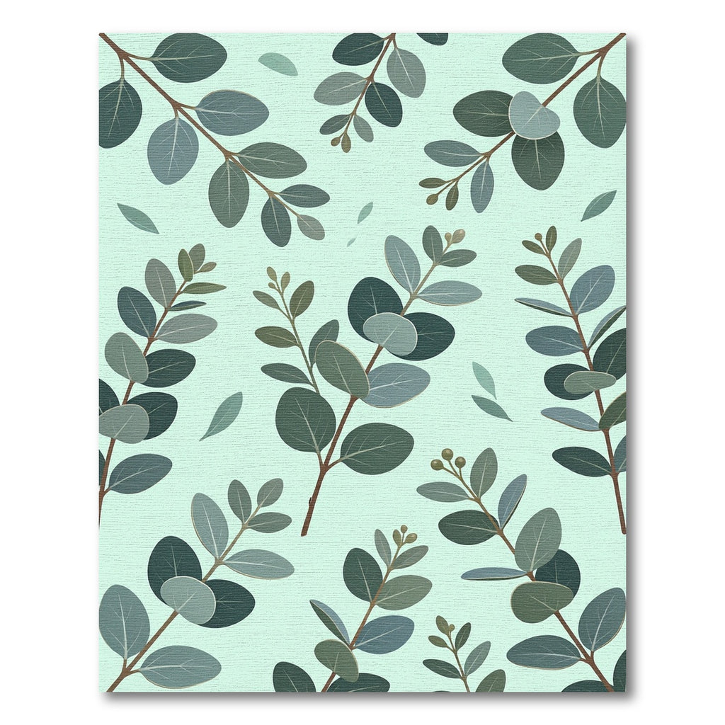 Soft Sage Eucalyptus Leafy Botanical Rug