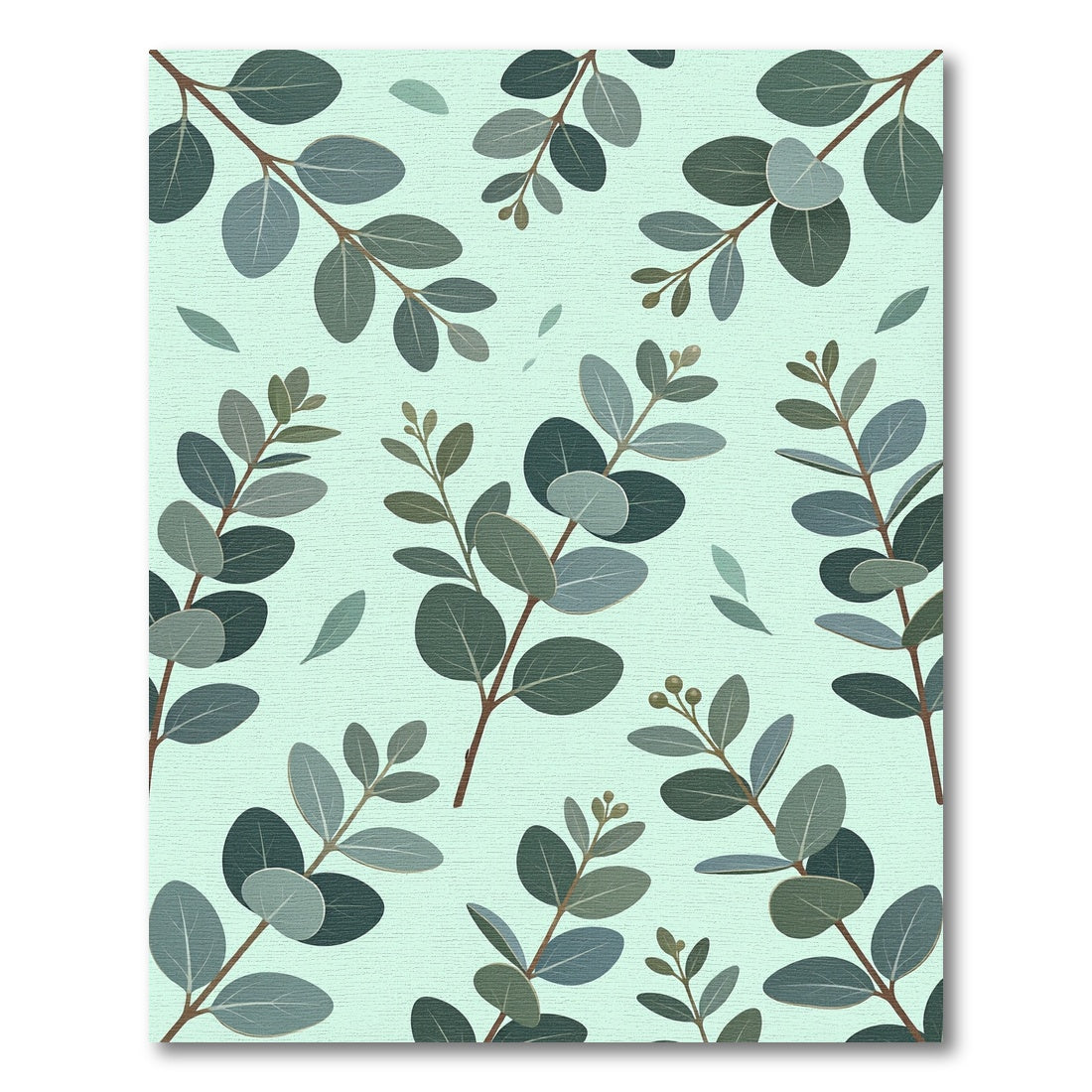 Soft Sage Eucalyptus Leafy Botanical Rug