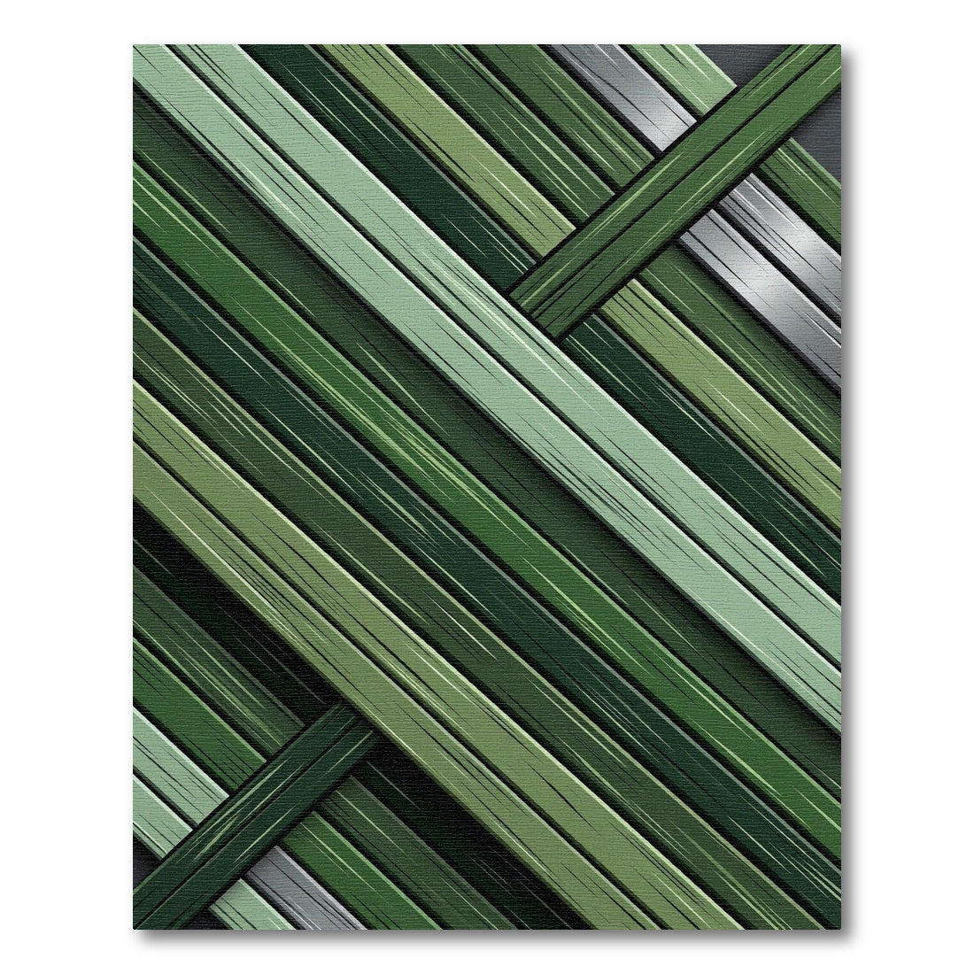 Geometric Forest Green Slatted Lines Rug