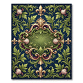 Ornate Fleur de Lis Shell Scrollwork Rug
