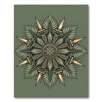 Sage Green Tropical Botanical Medallion Rug