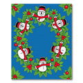 Cheerful Snowman Holly Christmas Wreath Rug