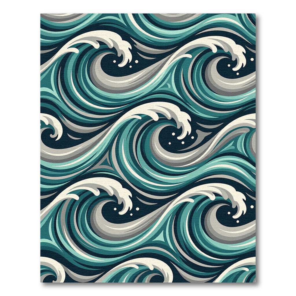 Oceanic Teal Gray Swirling Waves Rug