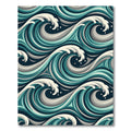 Oceanic Teal Gray Swirling Waves Rug