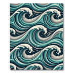 Oceanic Teal Gray Swirling Waves Rug