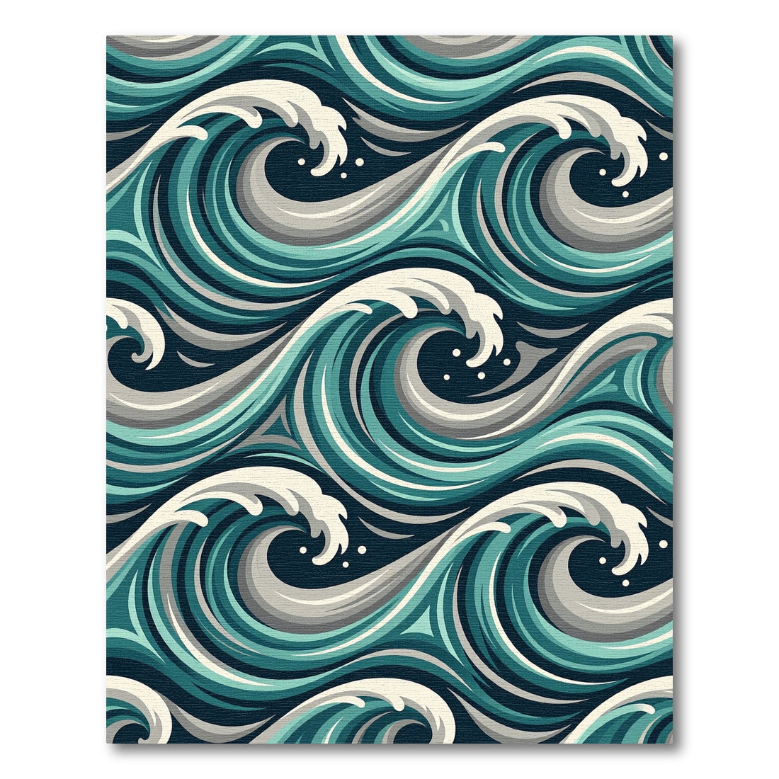 Oceanic Teal Gray Swirling Waves Rug