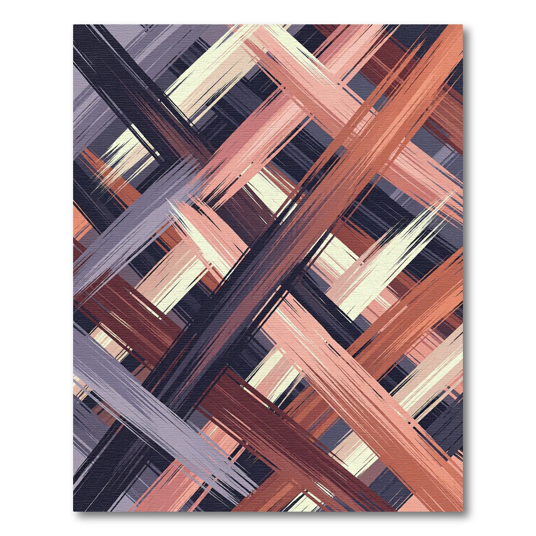 Abstract Painted Crosshatch Earth Tone Rug