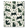 Whimsical Sage Cat and Star Illustration Rug