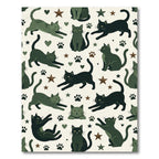 Whimsical Sage Cat and Star Illustration Rug