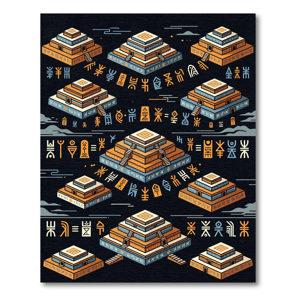 Ancient Pyramid Hieroglyph Collection Rug