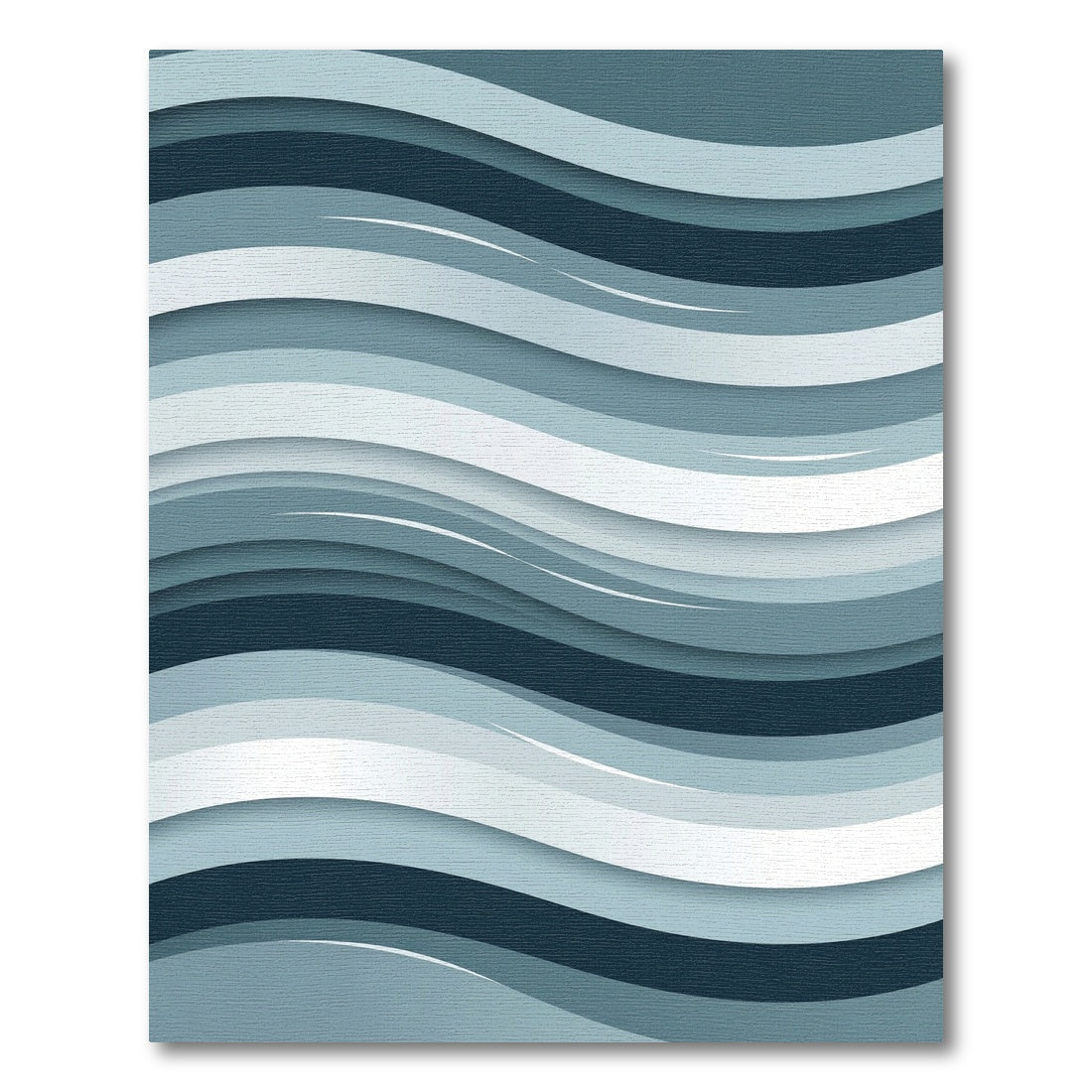 Modern Blue Wavy Layered Abstract Rug