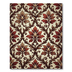 Crimson Autumnal Scroll Vine Rug