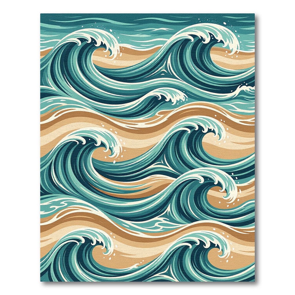 Ocean Wave Teal Cream Swirl Rug
