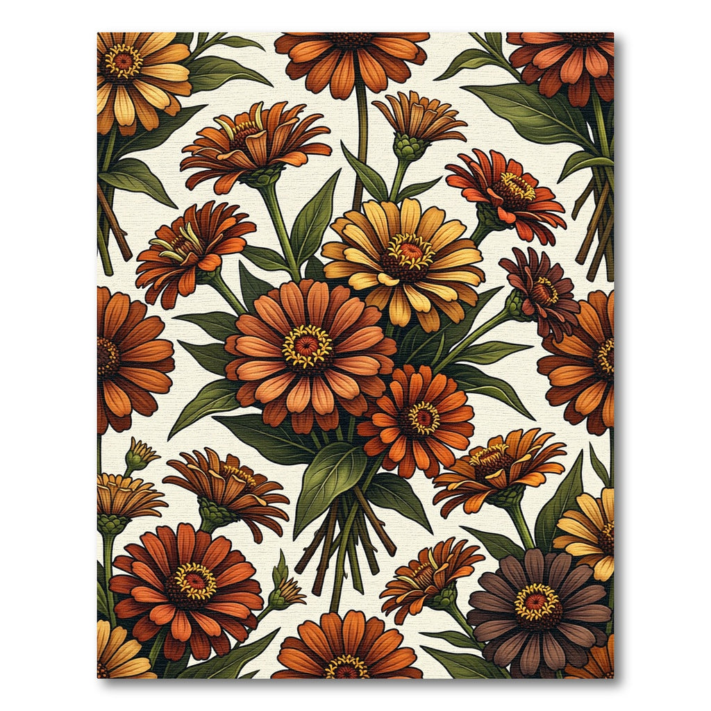 Autumn Orange Daisy Bloom Arrangement Rug