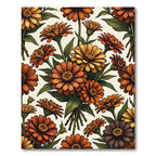 Autumn Orange Daisy Bloom Arrangement Rug