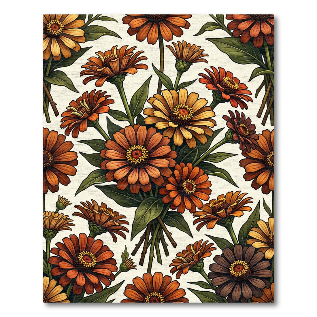 Autumn Orange Daisy Bloom Arrangement Rug