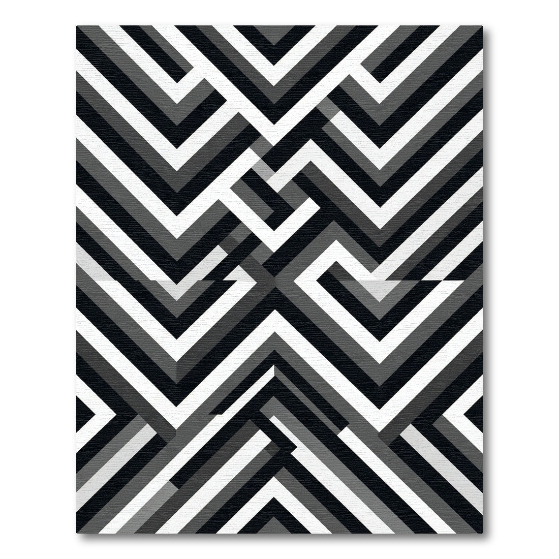 Monochrome Geometric Optical Illusion Rug