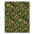 Green Gold Scroll Leaf Flourish Rug