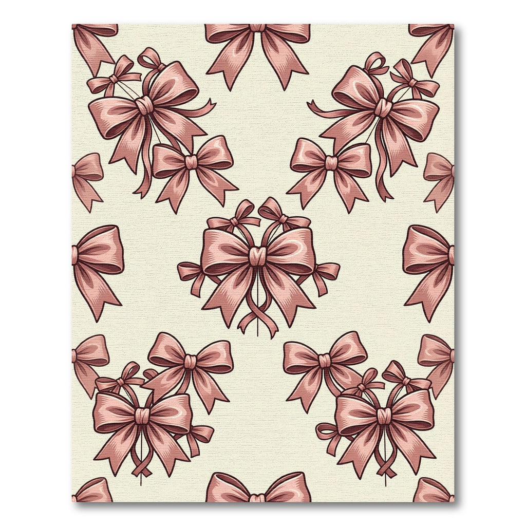 Elegant Dusty Rose Bow Ribbon Illustration Rug