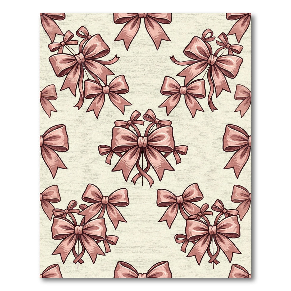 Elegant Dusty Rose Bow Ribbon Illustration Rug